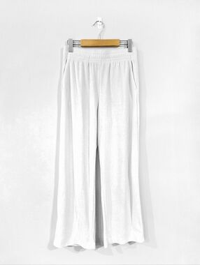 H&M White Terry Cloth Wide Leg Beach Pants